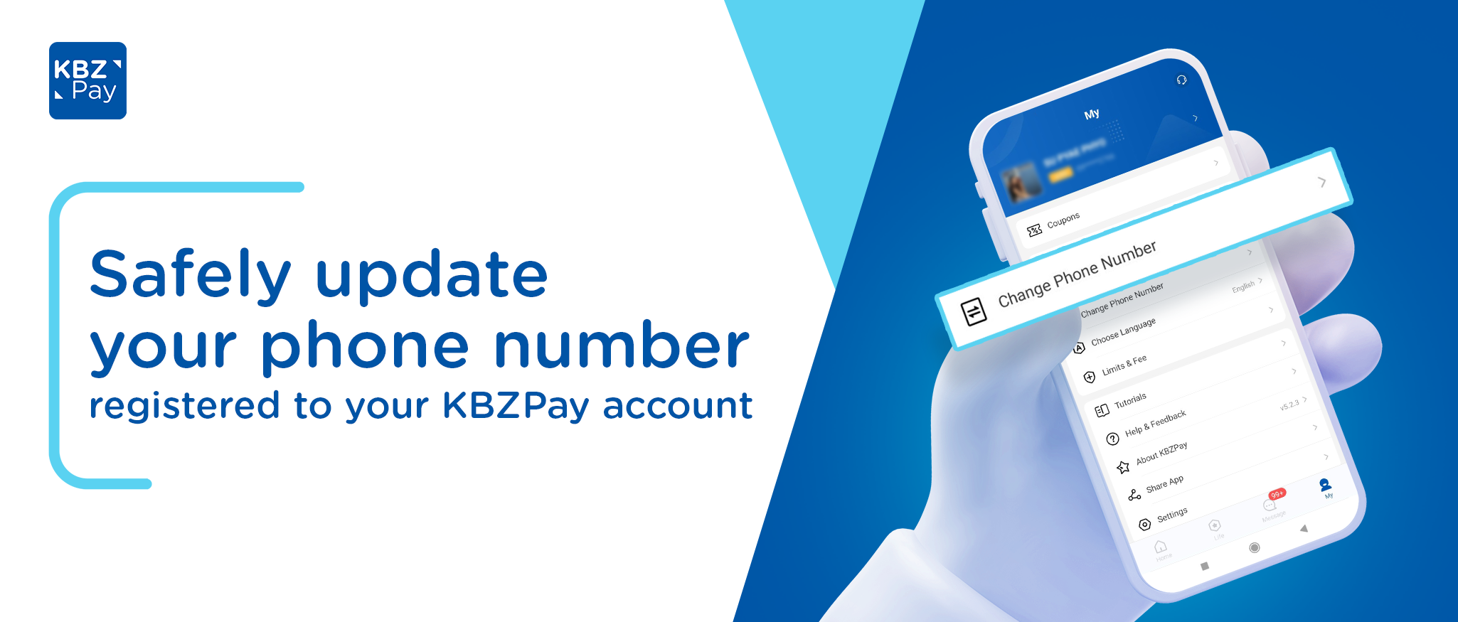 how to change phone number in kbzpay