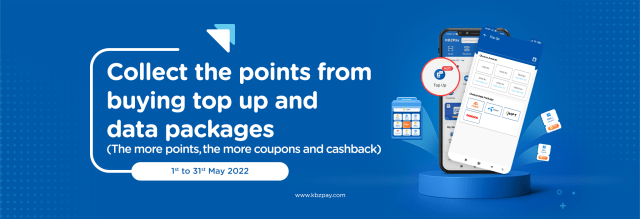 Collect points from buying top up and data packages with KBZPay