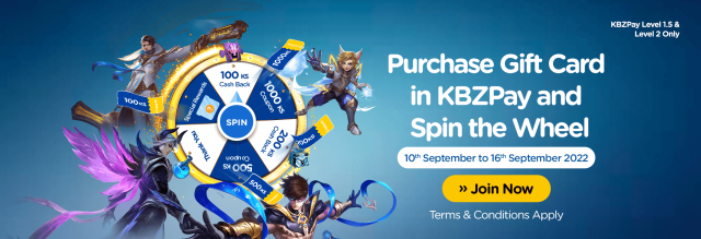 Purchase Gift Card in KBZPay and Spin the Wheel